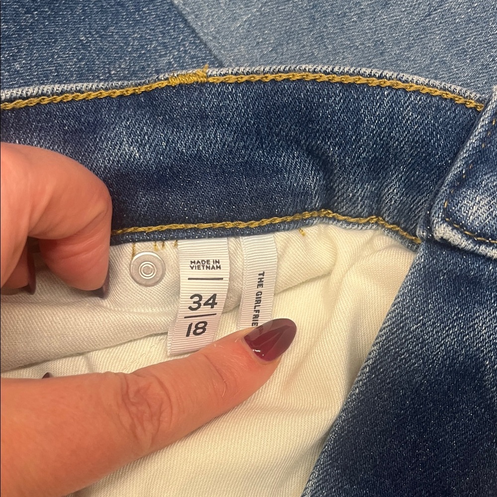 LOFT patchwork the Girlfriend cuff Jeans - image 14